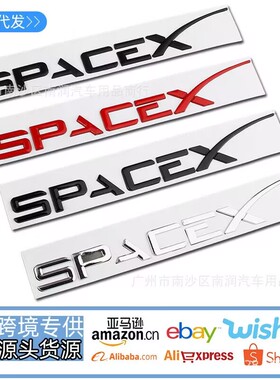 适用特斯拉车标Model3/Y/X/S车贴改装 SPACE X后尾门标金属字母贴