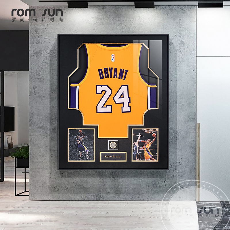 科比24号球衣实物画篮球kobe客厅玄关装饰画男孩现代轻奢卧室挂画