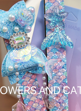 FlowersandCats女童魔术贴发带儿童女碎发贴刘海贴蝴蝶结公主鱼尾