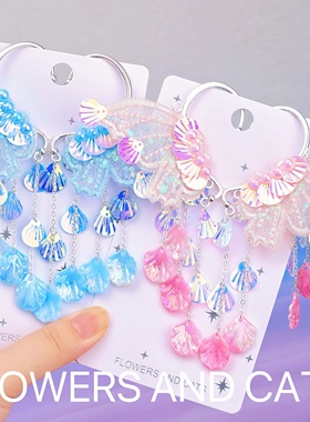 耳挂女童耳饰儿童海洋表演装扮紫色鳞片春夏新款礼物装扮人鱼公主