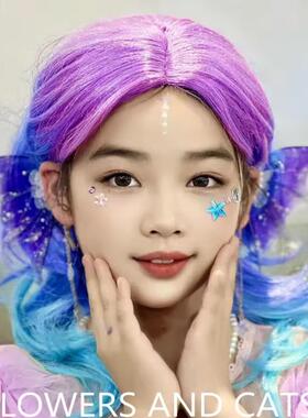 公主发辫女童发饰皇冠假发发绳宝宝不伤发女孩甜酷蓝色雪花生日表