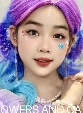 公主发辫女童发饰皇冠假发发绳宝宝不伤发女孩甜酷蓝色雪花生日表