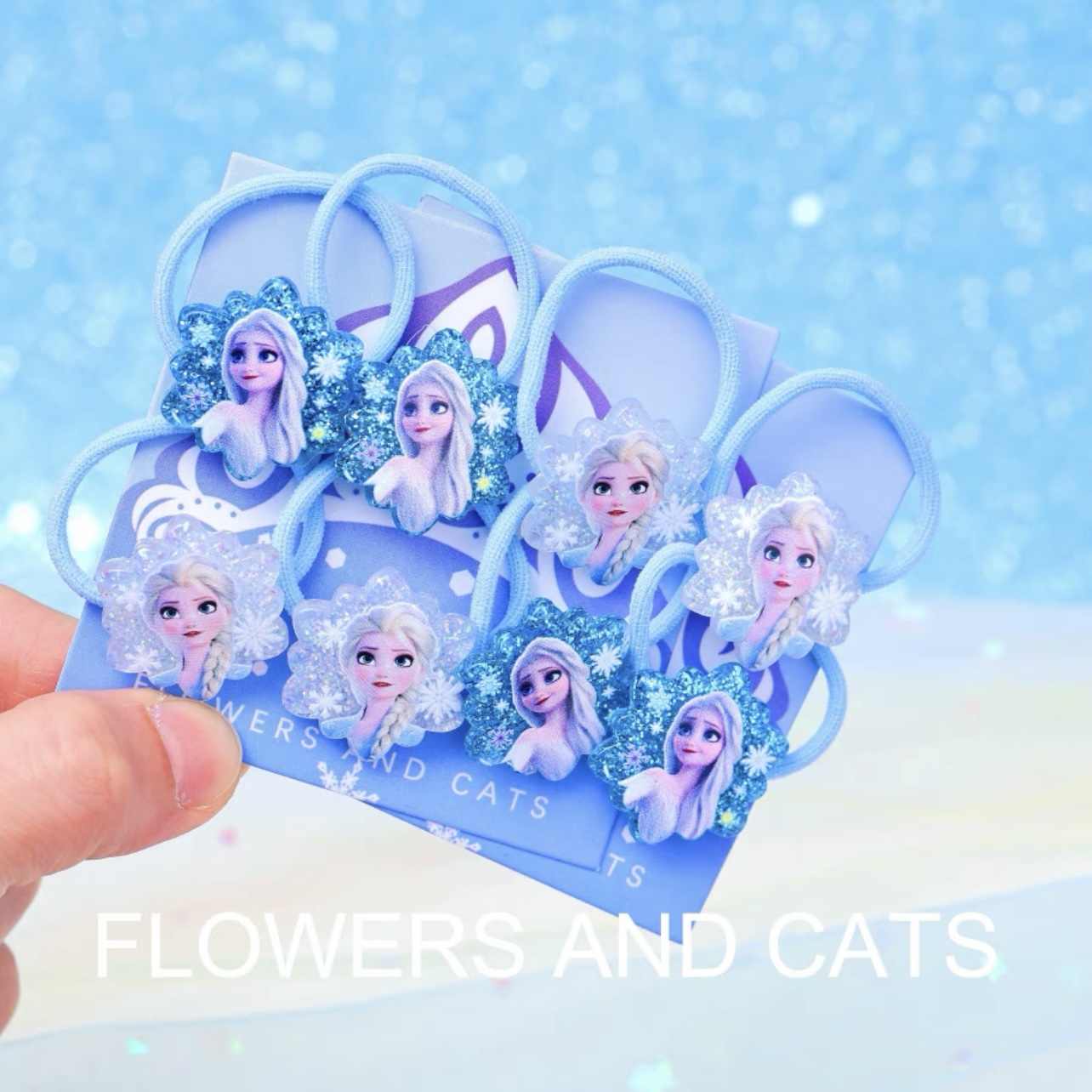 女童组合发绳艾莎公主夏季头饰蓝