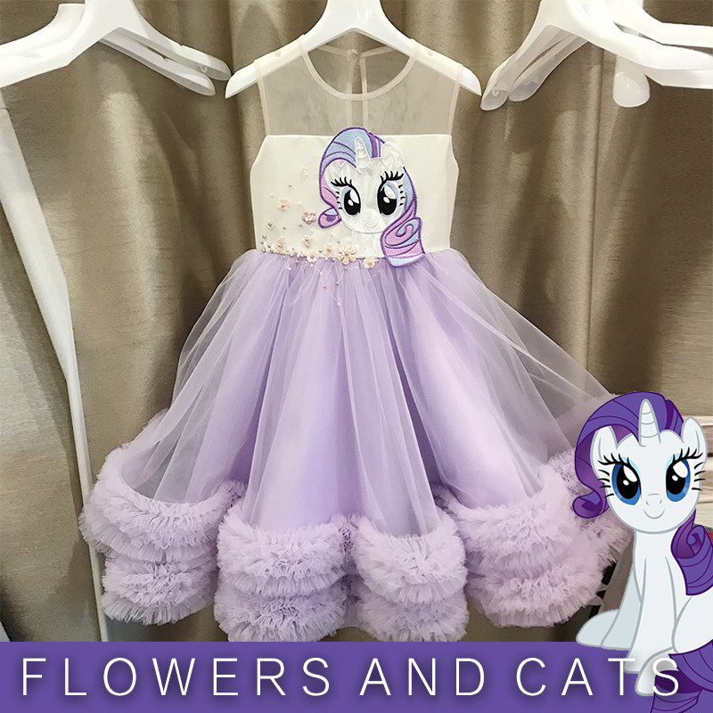 高定新pony小马宝莉紫悦公主裙女童蛋糕裙礼服卡通连衣裙生日礼物