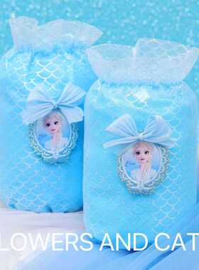 袖套女童防脏护袖儿童可爱卡通蓝花朵蓝色鱼鳞纹花边夏季配饰写作