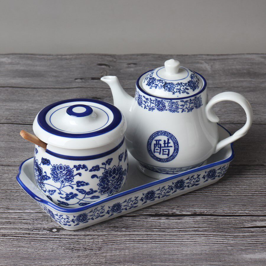 kitchen The noodle shop Underglaze Retro Blue and white porcelain Cruet Salt shaker Pepper Vinegar sauce pot Tray trumpet suitin the Kitchen/Cooking utensils , Kitchen Gadgets/Kitchen storage , Storage jars/Kitchen storage containers , Seasoning bottles  category - from Buy2taobao.com to provide professional Taobao agent buy service