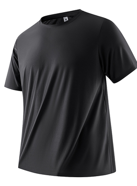 速干圆领短袖T恤冰丝速干透气高弹男夏季运动健身跑步