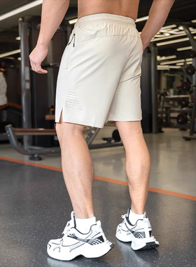 锦氨面料五分裤男夏季运动休闲高弹透气速干短裤口袋拉链跑步