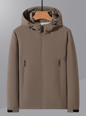 秋季连帽外套男防风防水透气轻量化耐磨户外青年休闲风衣夹克