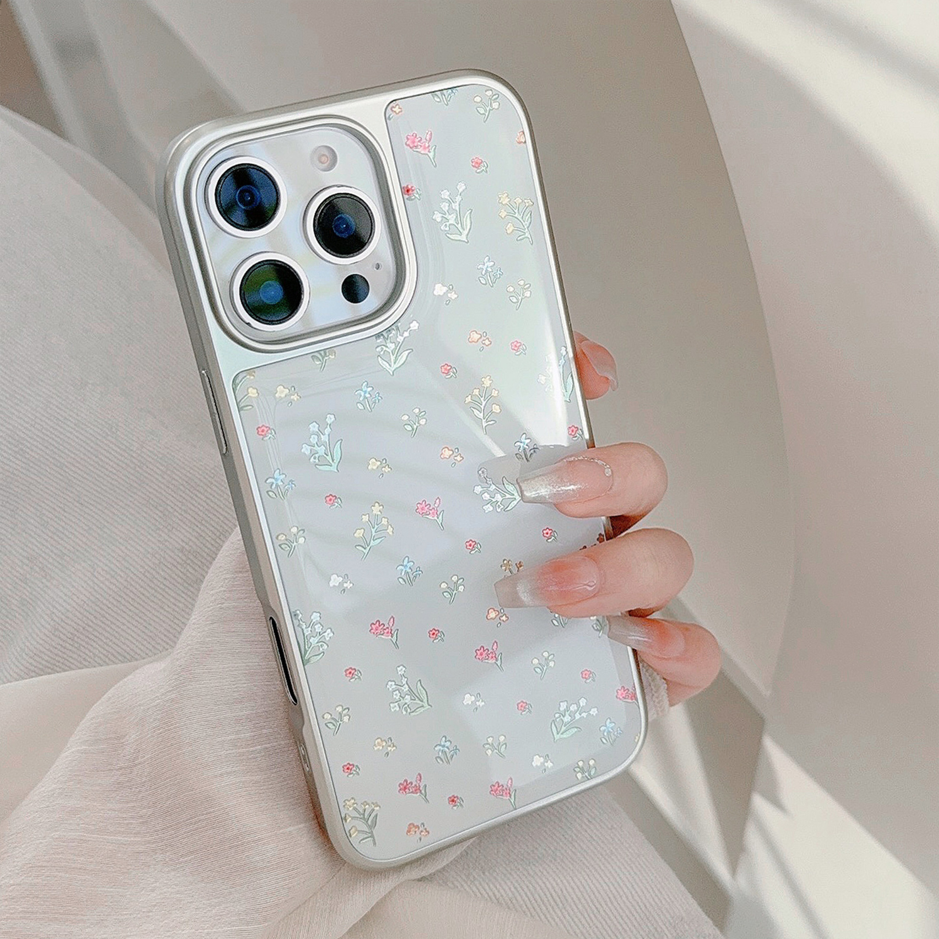 鎏金苹果16pro max手机壳iphone15彩色小花14/13适用华为mate滴胶