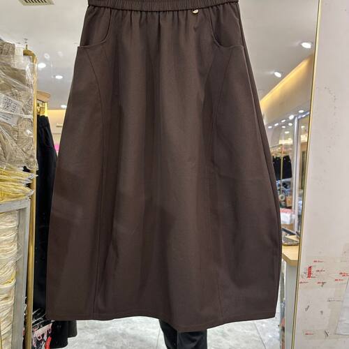 小艺欧货女装2026秋季款韩版松紧高腰显瘦中长款直筒半身裙9825H