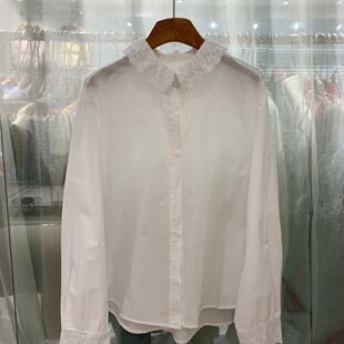百搭显瘦衬衫 小艺欧货女装 蕾丝拼接翻领白色长袖 款 5831H 2026春季