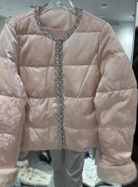 凡爱8612H 小艺欧货女装2025冬季中式圆领重工钉珠国风提花羽绒服