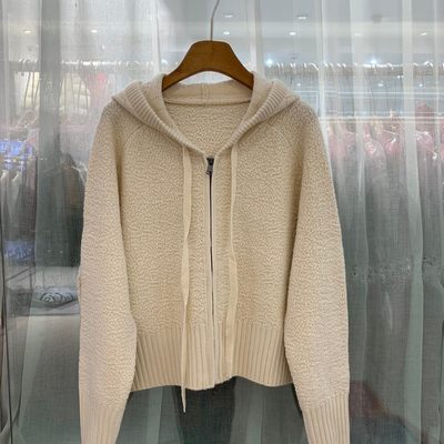小艺欧货女装2025冬季韩版连帽双拉链慵懒风休闲减龄针织衫7851H