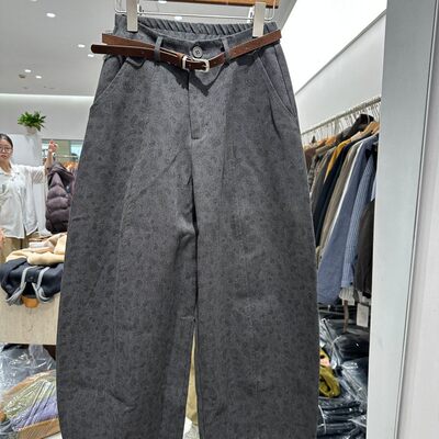 小艺欧货女装2026秋季韩版复古腰果印花高腰宽松直筒休闲裤3679H