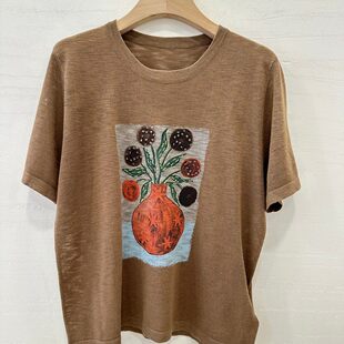 小艺欧货女装2026夏季韩版植物印花圆领套头显瘦减龄上衣65925H