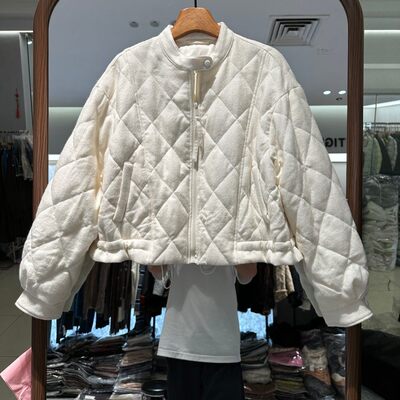 2026冬季新款高端女装时尚立领长袖菱格纹拉链百搭鹅绒服女58100