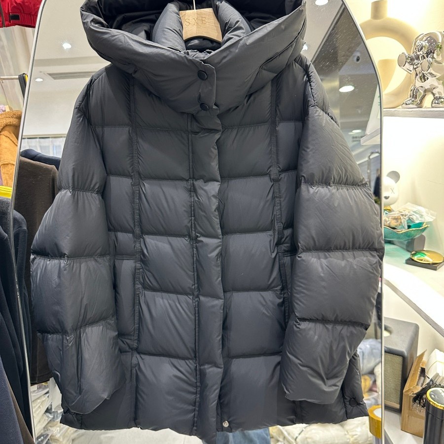 小艺欧货女装2025冬季云朵泡芙白鸭绒中长款连帽保暖羽绒服D026H