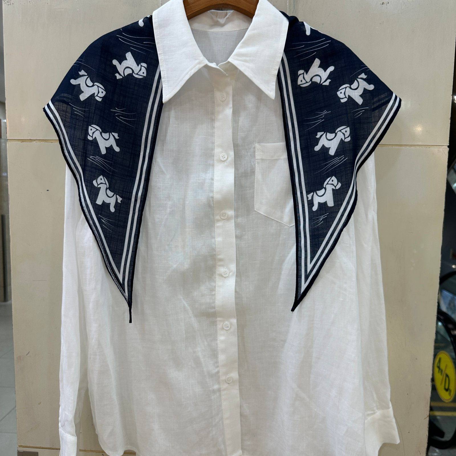 小艺欧货女装2026春季新款时尚翻领搭配三角巾百搭显瘦衬衫7322H,女装/女士精品,衬衫,淘宝优惠券,粉丝福利购,淘宝优惠卷