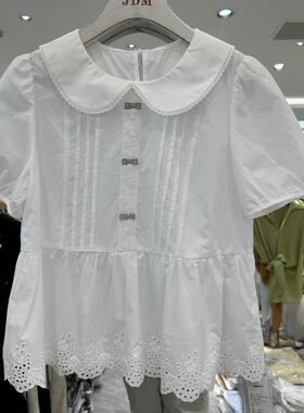 2026夏季新款高端女装时尚小清新风娃娃领短袖简约百搭衬衫26521H