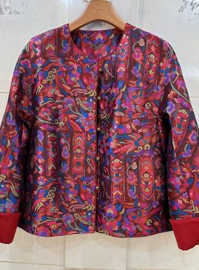 小艺欧货女装2026春季复古宋锦风圆领盘扣宽松显瘦国风外套26712H