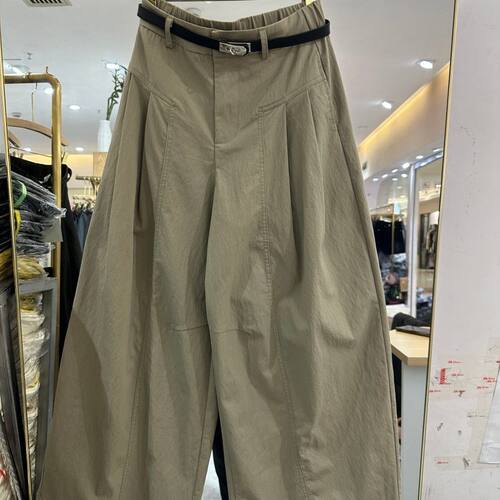 小艺欧货女装2026秋季简约风高腰宽松垂感显瘦腰带款休闲裤3601H