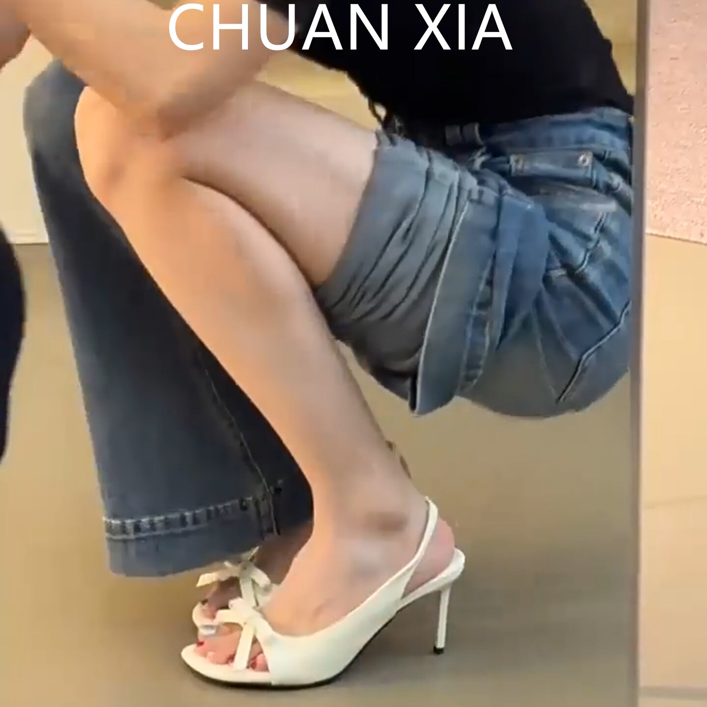 羊皮版~甜美蝴蝶结细跟凉