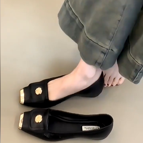 羊皮小香风玛丽珍一脚蹬单鞋