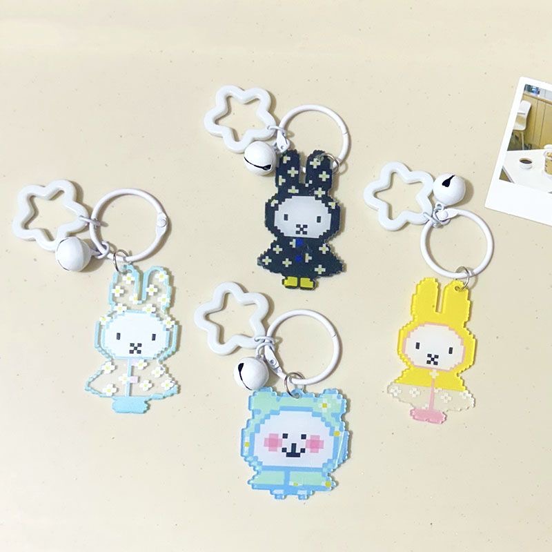 米菲兔雨衣像素亚克力挂件可爱卡通钥匙扣学生包包挂饰闺蜜礼物