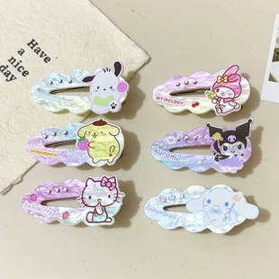 云朵镶钻猫咪发夹学生新款甜美可爱侧边少女卡通刘海海边发饰头饰