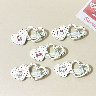 可爱糖果色爱心镂空猫咪发夹日系甜美少女侧边鸭嘴夹发卡发饰夹子