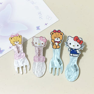 卡通叉子KT发夹可爱刘海甜美勺子少女鸭嘴ins头饰新款饰品