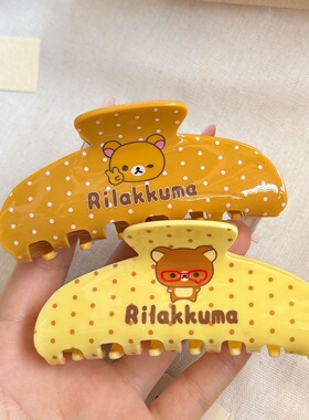 新款卡通小熊波点抓夹精致刘海夹发夹侧边夹头饰发饰可爱百搭发抓