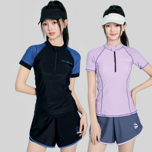 保守泡温泉微胖女孩游泳馆专用平角运动泳装 泳衣女2025新款 分体式