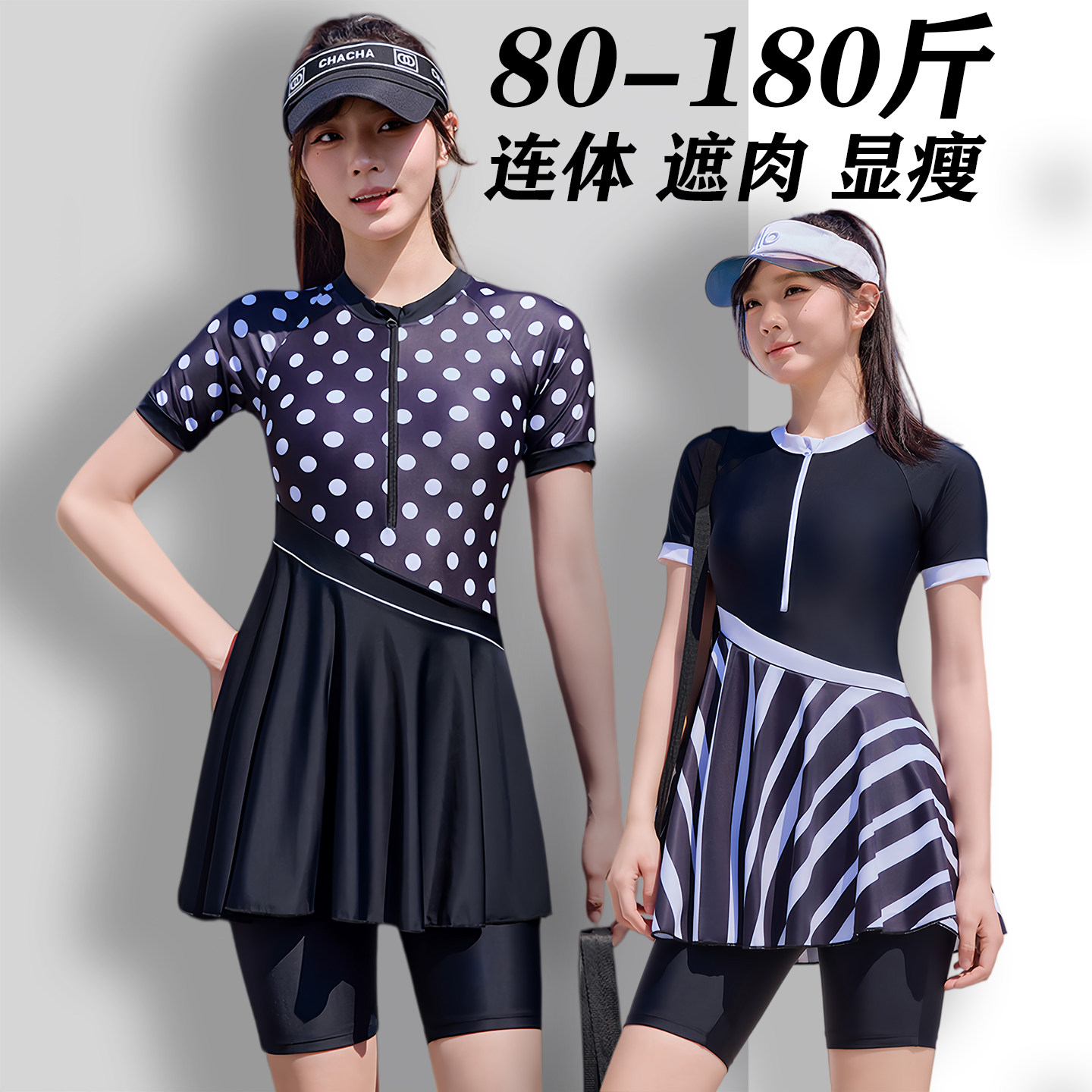 泳衣女大码遮肉裙式连体保守显瘦图片