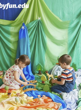 BABYFUN水彩丝巾感官布场景搭建儿童房挂画幼儿童过家家创意玩具