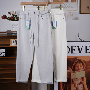 四面弹兰精天丝老爹裤 女超薄裸感高腰显瘦做旧猫须纹蹲起无束缚