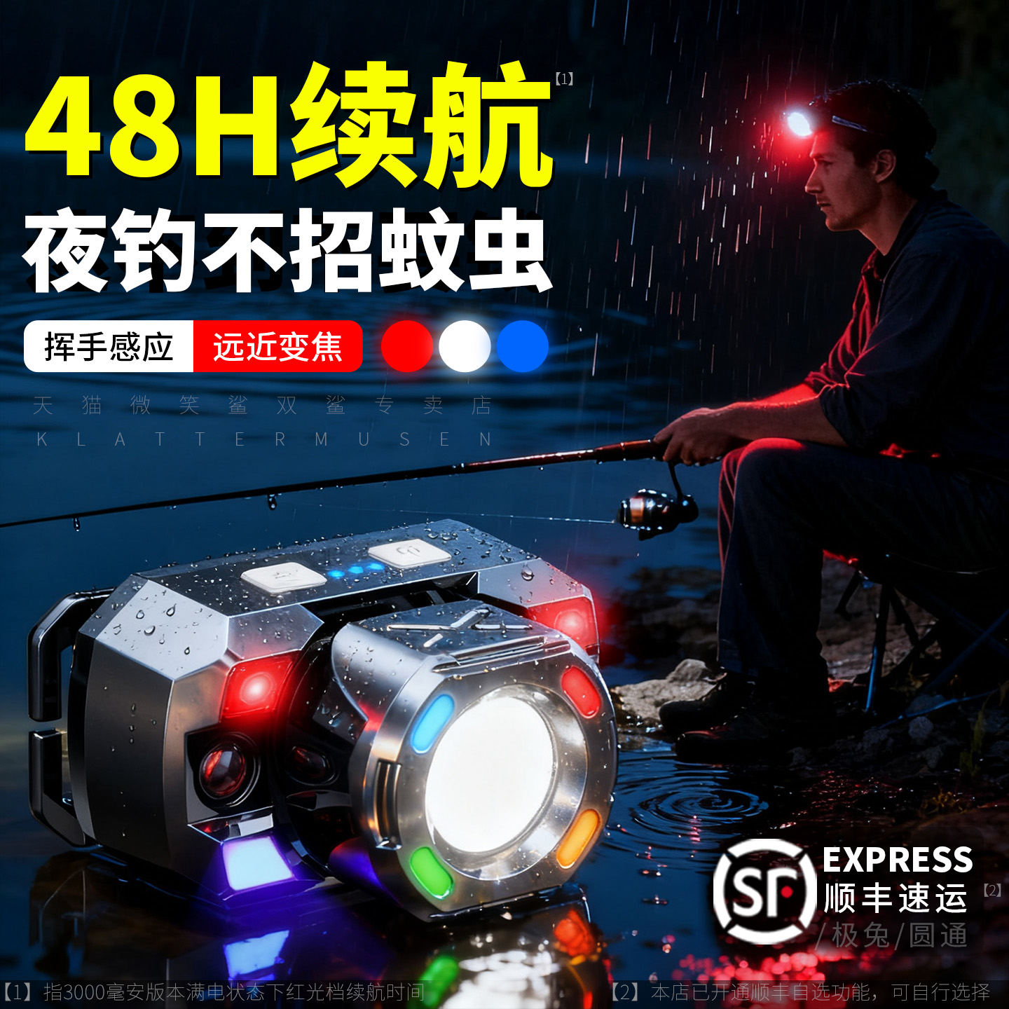 大容量头灯锂电池强光充电野外超长续航100感应变焦户外夜钓小时