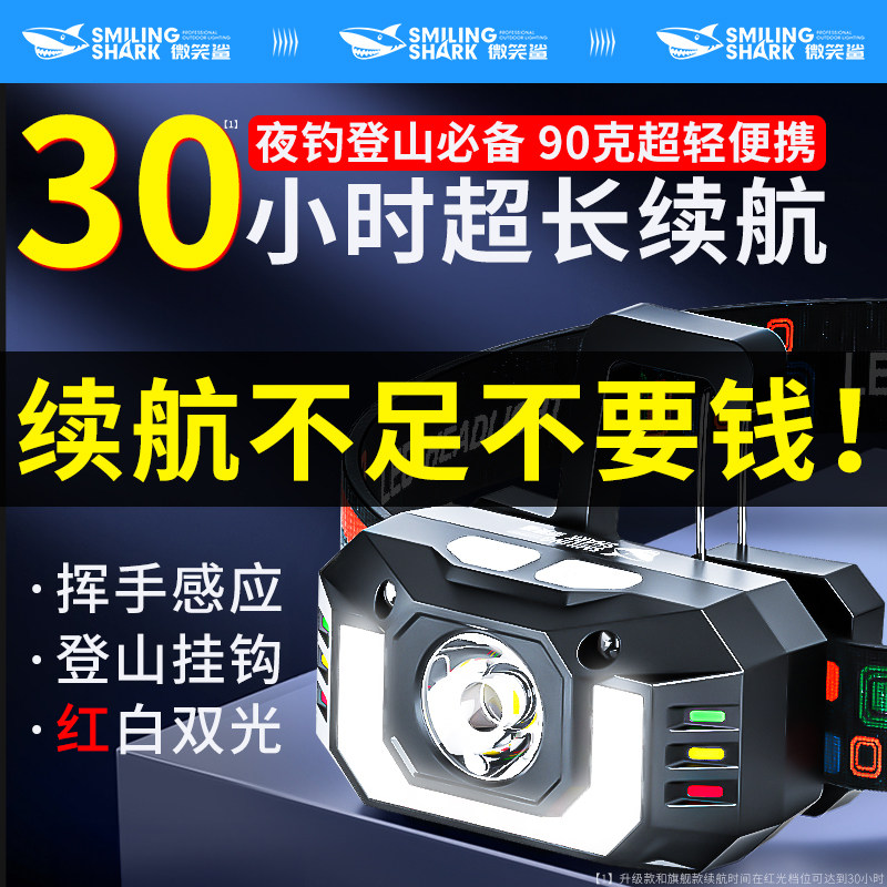 头灯钓鱼专用感应超亮长续航小型