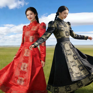 新款蒙古连衣裙女蒙古袍女款日常服演出服礼服长袍蒙古服装女旅拍