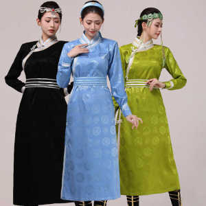 蒙族新款蒙古服装时尚连衣裙蒙古袍女日常生活装表演演出服装长款