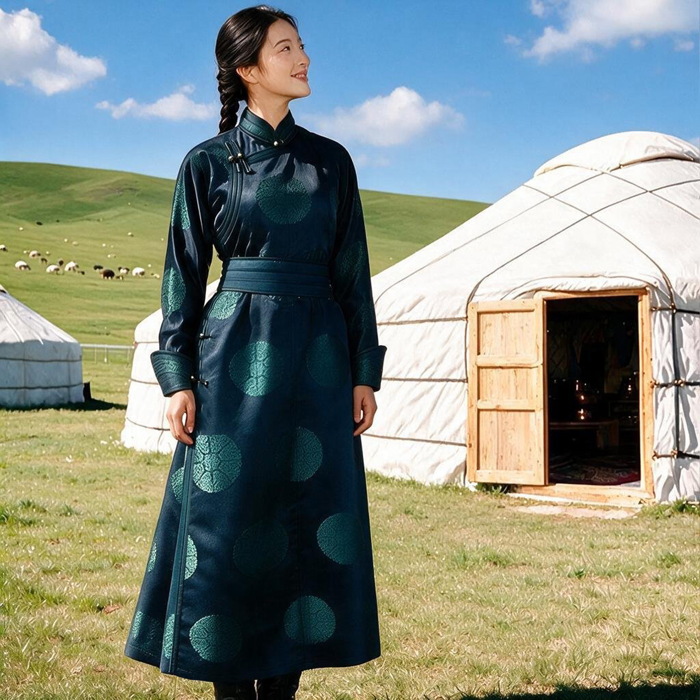 蒙古袍女款日常礼服蒙古服装演出服女款蒙古舞蹈袍蒙古女装表演女