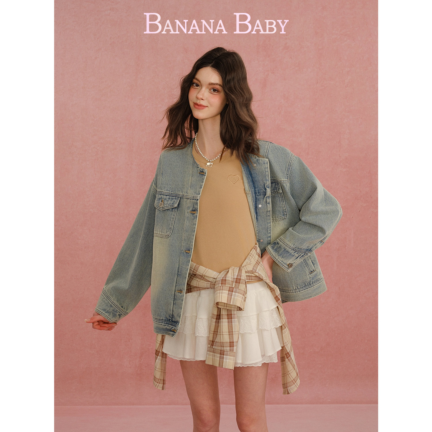 BANANA BABY2026年春新款摩登复古毛边圆领工装风宽松牛仔外套女,女装/女士精品,短外套,淘宝优惠券,粉丝福利购,淘宝优惠卷