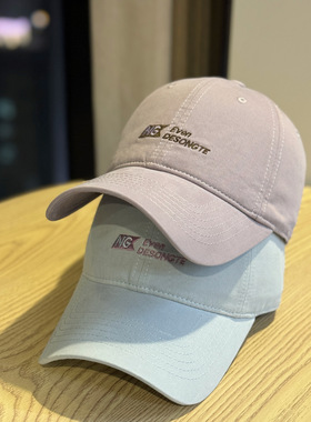 美式街头水洗小众字母深顶大头软顶棒球帽男简约鸭舌帽女遮阳防晒