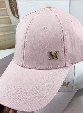 帽子女M标粉色鸭舌帽韩版百搭遮阳防晒太阳帽显脸小硬顶棒球帽男