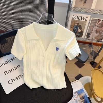 白色短袖针织衫女夏季百搭显瘦女