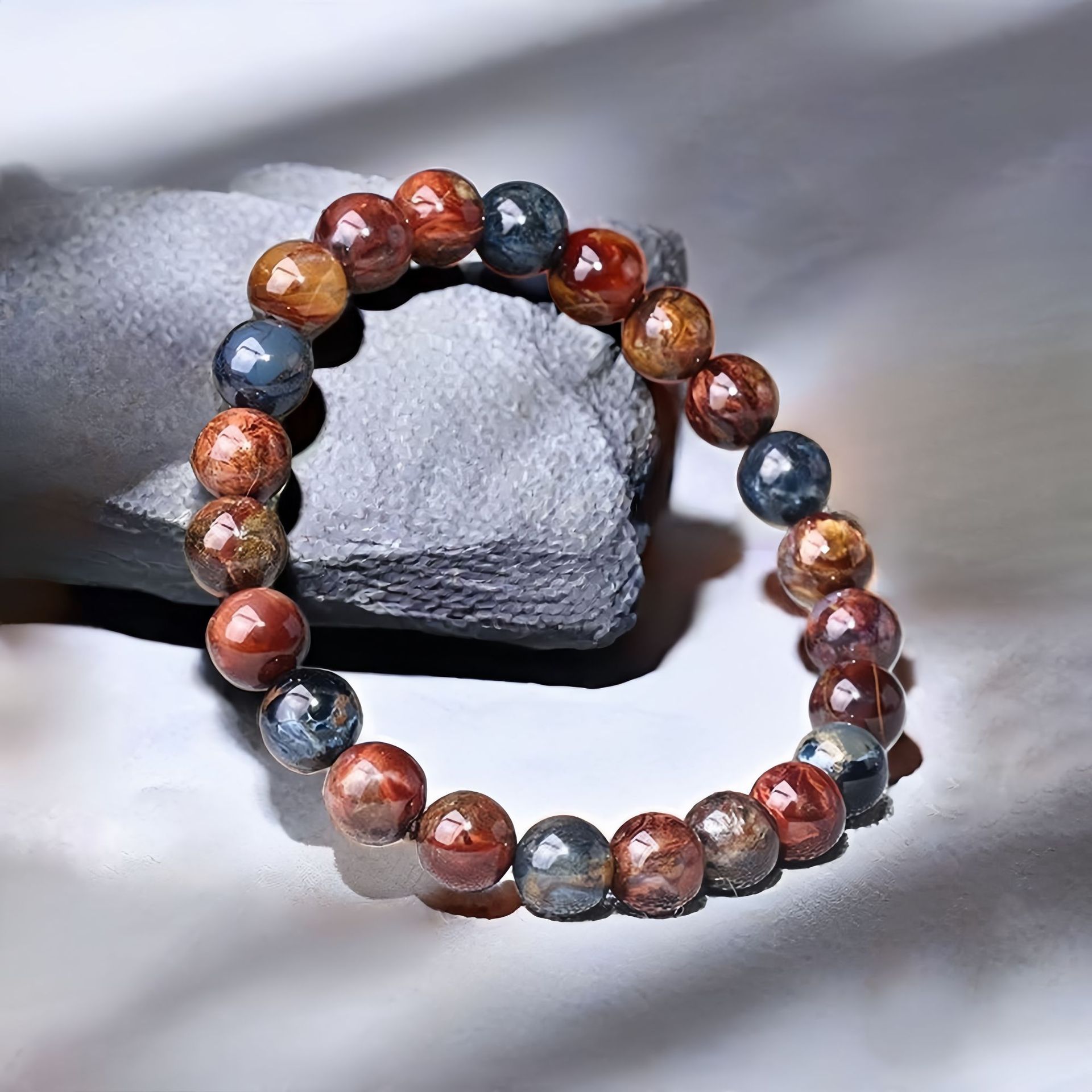 天然彩彼得石木变石风暴石手链