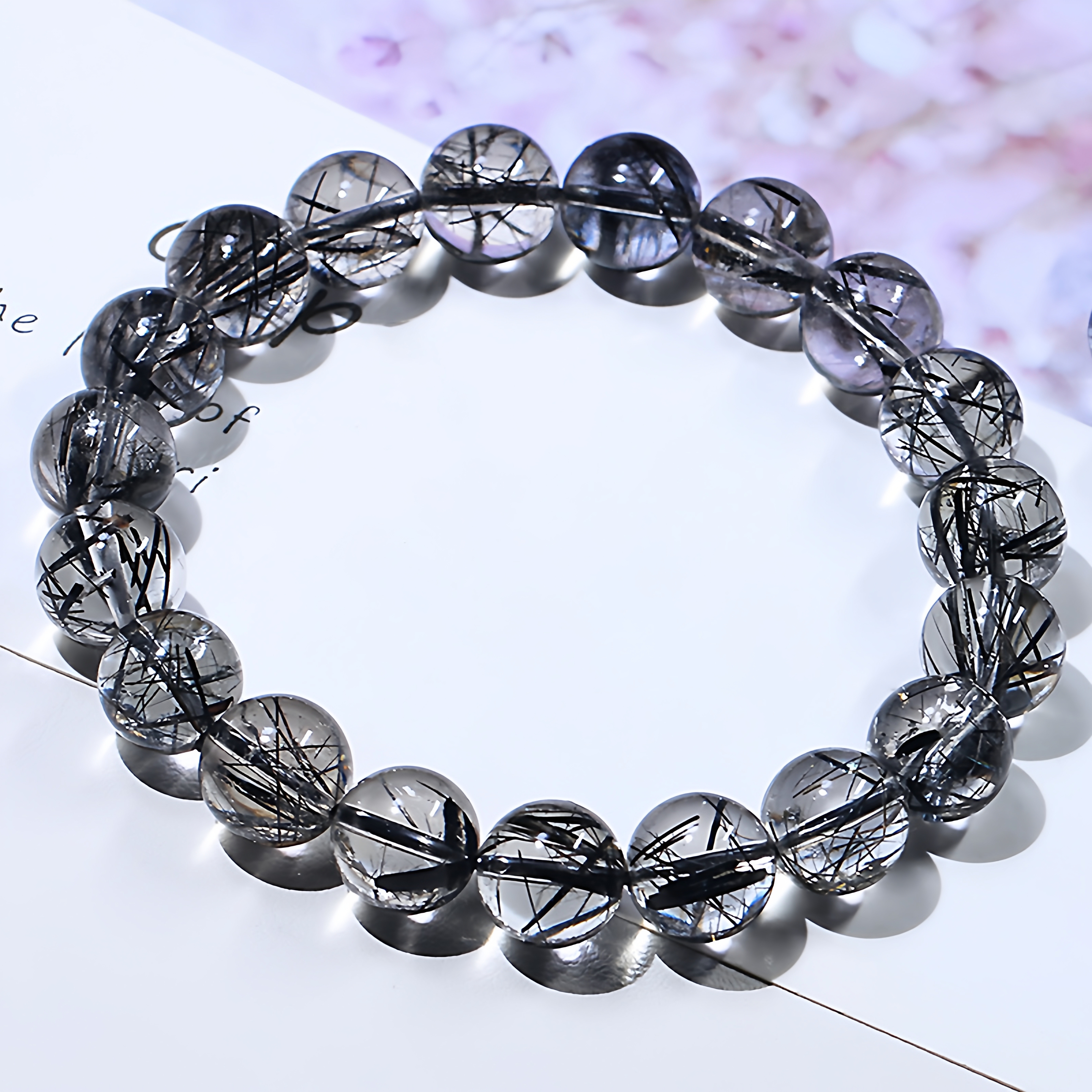 天然黑发晶手链高货巴西净体手串