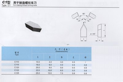 螺纹尖刀片长城焊接刀YG8 ZK30 YG6X YT5 C120