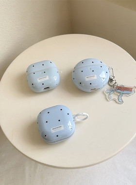 小众ins浅蓝色波点适用华为freebuds7i耳机壳新款FreeClip2耳机壳Freebuds se3无线蓝牙5i三星budsLive pro3